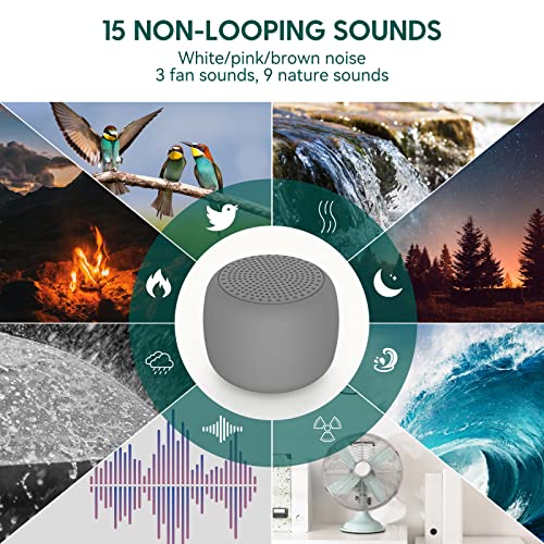 Image of Babelio White Noise Sound Machine for Adults Kids Baby, Mini, 15 Non-looping Sounds, Timer, Memory Function, Easy to Pocket and Travel Gray