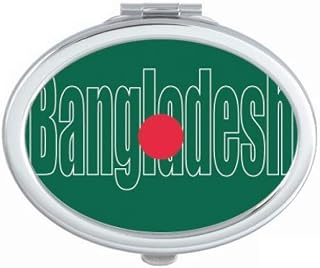 Bangladesh Country Flag Name Oval Mirror Portable Fold Hand Makeup Double Side Glasses