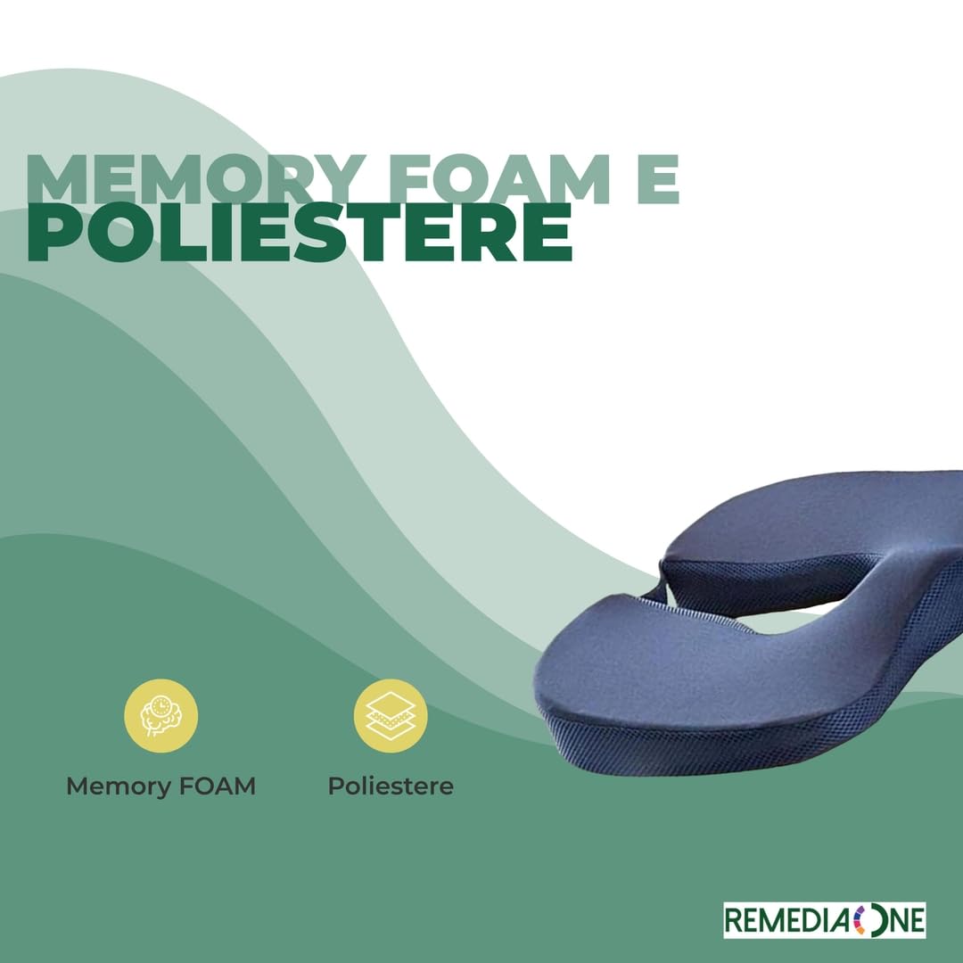 Cuscino per Prostata Uomo, Cuscino per Prostatite, Antiprostata, Ideale per Uso in Ufficio, Auto e Sedia a Rotelle - Memory FOAM, Rivestimento in Poliestere, Sfoderabile - Blu