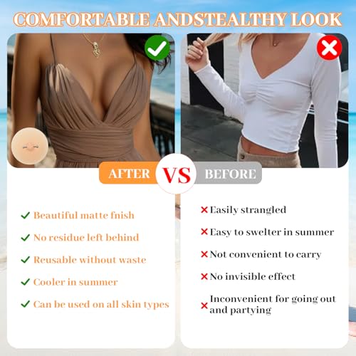 Silicone Nipple Cover with Piercing, Waterproof, Reusable Pasties with Fake Piercing Ring Jewelry for Women(2 Pcs) Beige4