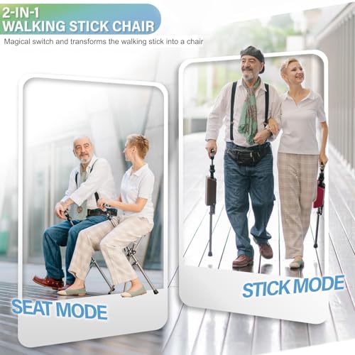 Image of Ta-Da Chair Series 1 Pro, Portable Trekking Hiking Pole, Folding Walking Stick with Seat, Walking Cane with Chair, Foldable Chair, Lightweight Aluminum, Easy Carry and Storage, Anti-Slip