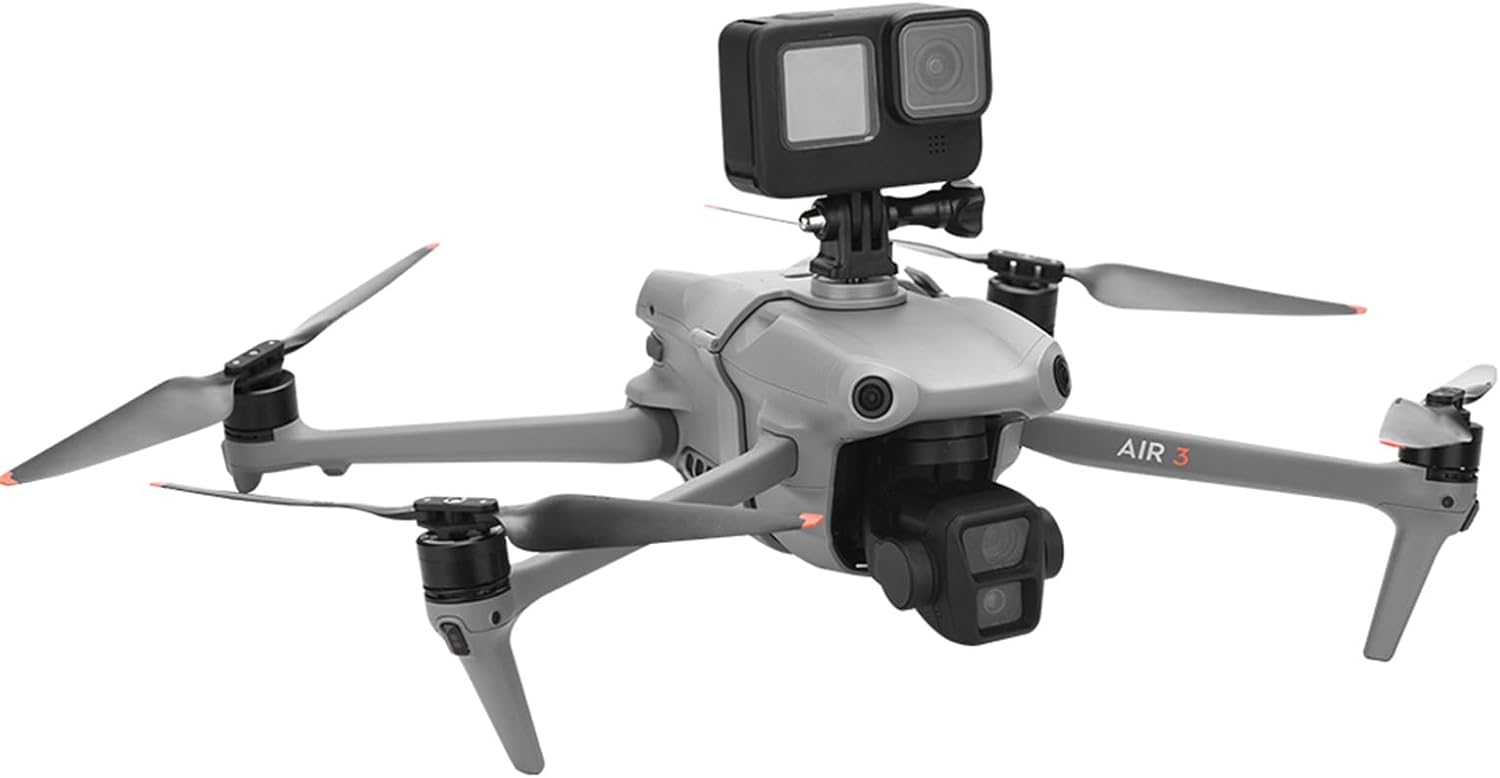 Upper Bracket Adapter for DJI Air 3S/Air 3 Drone Accessories, Extension Holder Action Camera Mount Compatible with Insta360 X5/X4 Air/X3/Ace Pro 2/GO 3/Go Pro Cameras