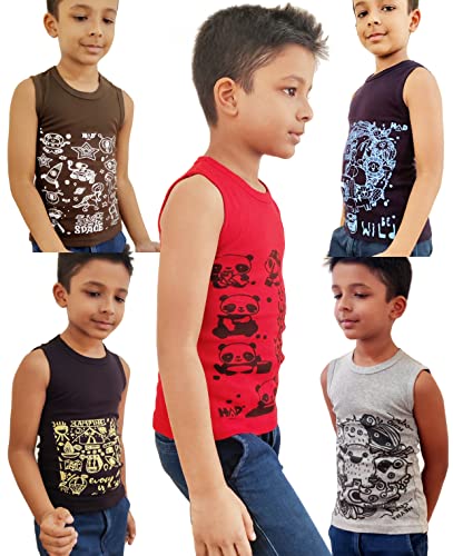 Image of HAP Boys Printed Mega Vest | 100% Cotton Multi Color Tank top |Sleeveless Tshirt