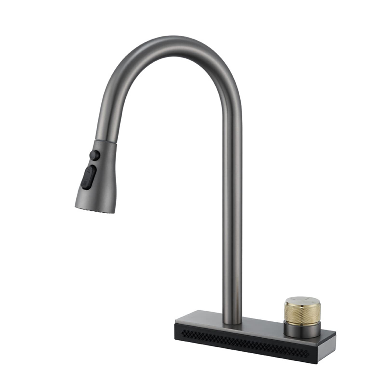 Mitigeur de cuisine extractible noir grand robinet évier cascade 3 jets