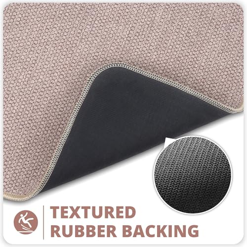 Image of Bosap Toilet Rugs U Shaped Bathroom Rug,Machine Washable Non Slip Quick Dry Super Absorbent Ultra Thin Toilet Mats for Bathroom Toilet.Beige,1'8 inchx2'(20x24inch)