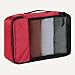 Amazon Essentials 4-Piece Space-Saving Packing Cubes Travel Accessories Set, Luggage Organizer with Double Zipper, Mesh Top, Small, Red (Previously Amazon Basics)