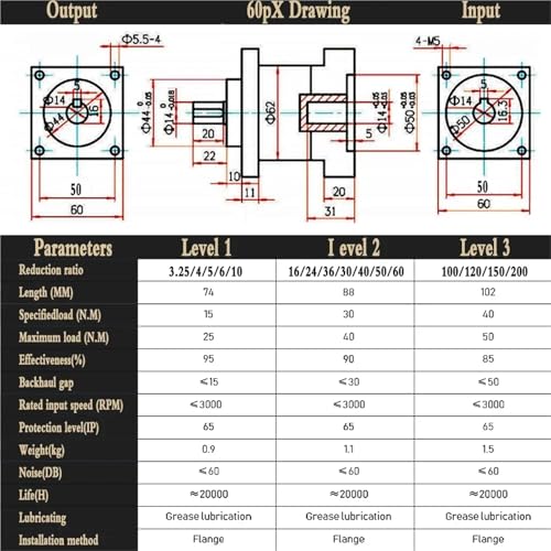Réducteur pas à pas Nema 23 engrenage planétaire 40:1 pour servomoteur et moteur 57 - 7
