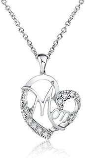 Mom Mother Christmas Gifts Necklace, Mother's Birthday Gifts Mother Pendant Necklace Sterling Silver for Women Anniversary Mother's Day Gifts from Daughter Son