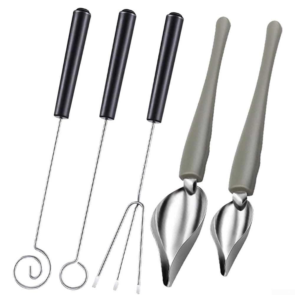 Set 5 Pezzi Utensili Per Decorazione Dolci - Cucchiai E Forchette Per Cioccolato In Acciaio Inox - 2
