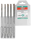 Heller Tools 1418 4POWER SDS-plus Hammerbohrer mit 4 Schneiden Set 5-teilig, Ø 6/6/8/8/10 mm, sds bohrer, steinbohrer set sds plus, beton bohrersatz, sds plus bohrer, bohrer set