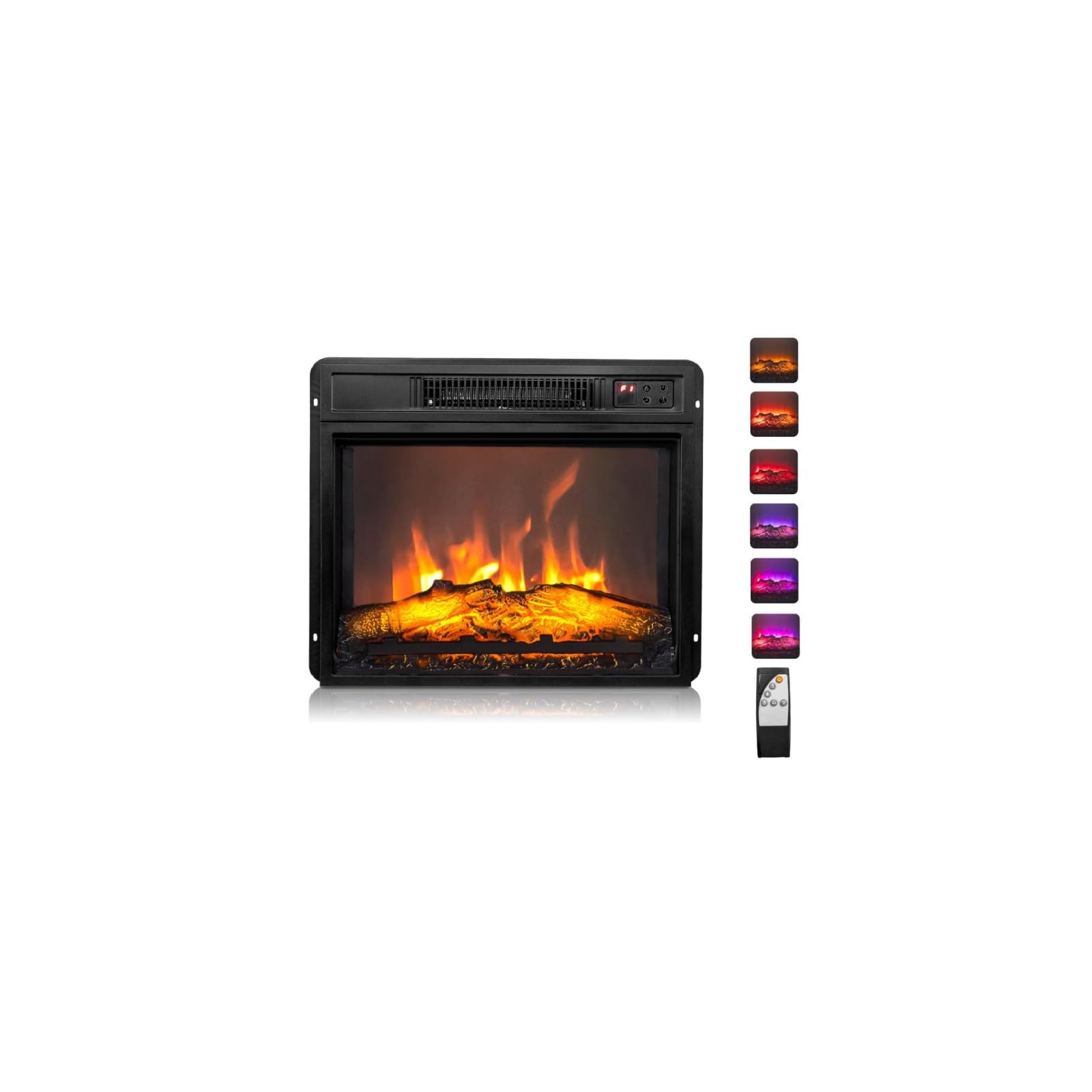 ROVSUN 26" Electric Fireplace Inserts with Remote Control, 1400W Recessed Stove Heater with 8H Timer, 6 Flame Colors, 5 Brightness for Indoor Use, ETL