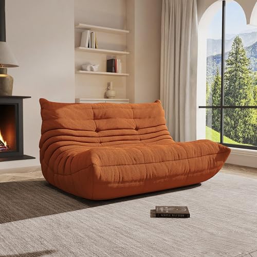 Image of Modular Sectional Sofa Couches L-Shape Couch 3 Seat Modular Sofa Memory Foam Sectional Couches for Living Room, (Orange, Loveseat)