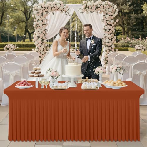 Image of Smiry 2 Pack Spandex Elastic Fitted Table Cloth Skirt for 6FT Table