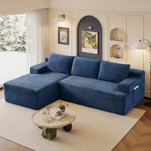 Image of 96 inch Sectional Couches for Living Room Cloud Couch Sofa with L-Shape Upholstered Boneless Couchs Modern Modular Sectional Couch with Chaise