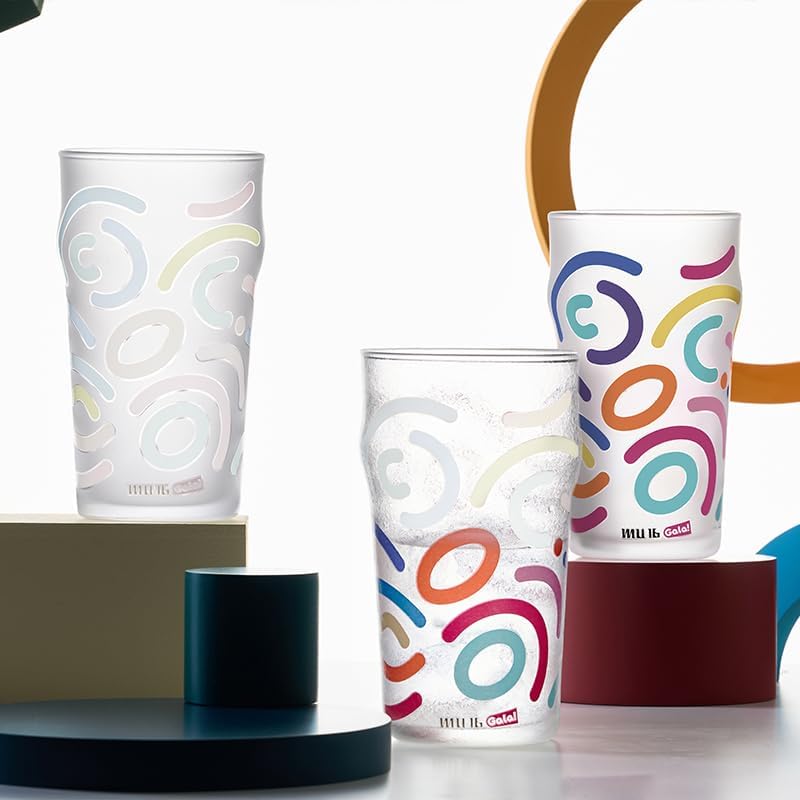 MU16 Changing Beer Glass Drinking Glasses Elegant Temperature-Sensitive Drinkware with Unique Ice Flower Frosted Texture & Anti-Slip Design Perfect for Parties, Home Decor & Celebrations, Torino