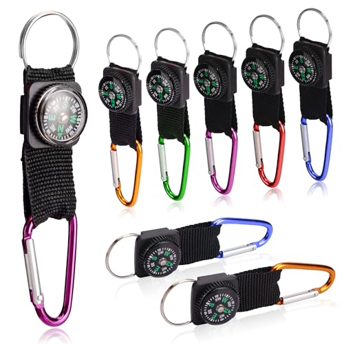 PROLOSO Carabiner Compass Keychain Belt Clips Kids Toys Prizes Outdoors Adventure Party Favors 36 Pcs