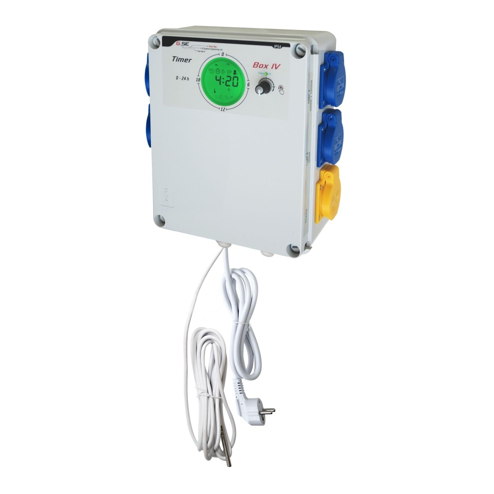 GSE Timer Box II 4 x 600 Watt + Calefacción 220 V - Grow Indoor lámparas de control de tubo de ventilador de riego ventilador de jardín (6x600 vatios + calefacción)