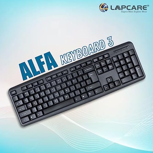 Image of Lapcare Alfa Keyboard 3 with Adjustable Kickstand, Capslock Indicator and 104 Keyboard Standard Key, USB 2.0 (Black)