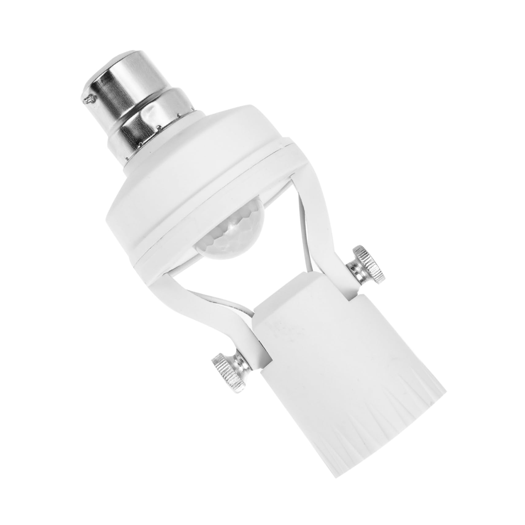 Hemobllo Infrared Sensor Light Socket B22 Easy Installation with Wide Detection Range Adjustable, White PC and Iron Sensor Lamp Holder Suitable for Schools and Outdoor Use