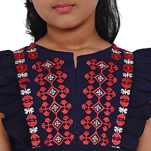 Image of Bitiya By Bhama Girl's Silk A-Line Knee-Length Casual Dress