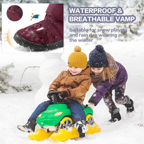 FUDYNMALC Girls Boys Winter Snow Boots - Comfortable Warm Toddler Winter Shoes Waterproof Lightweight Kids Ankle Booties Outdoor Walking2