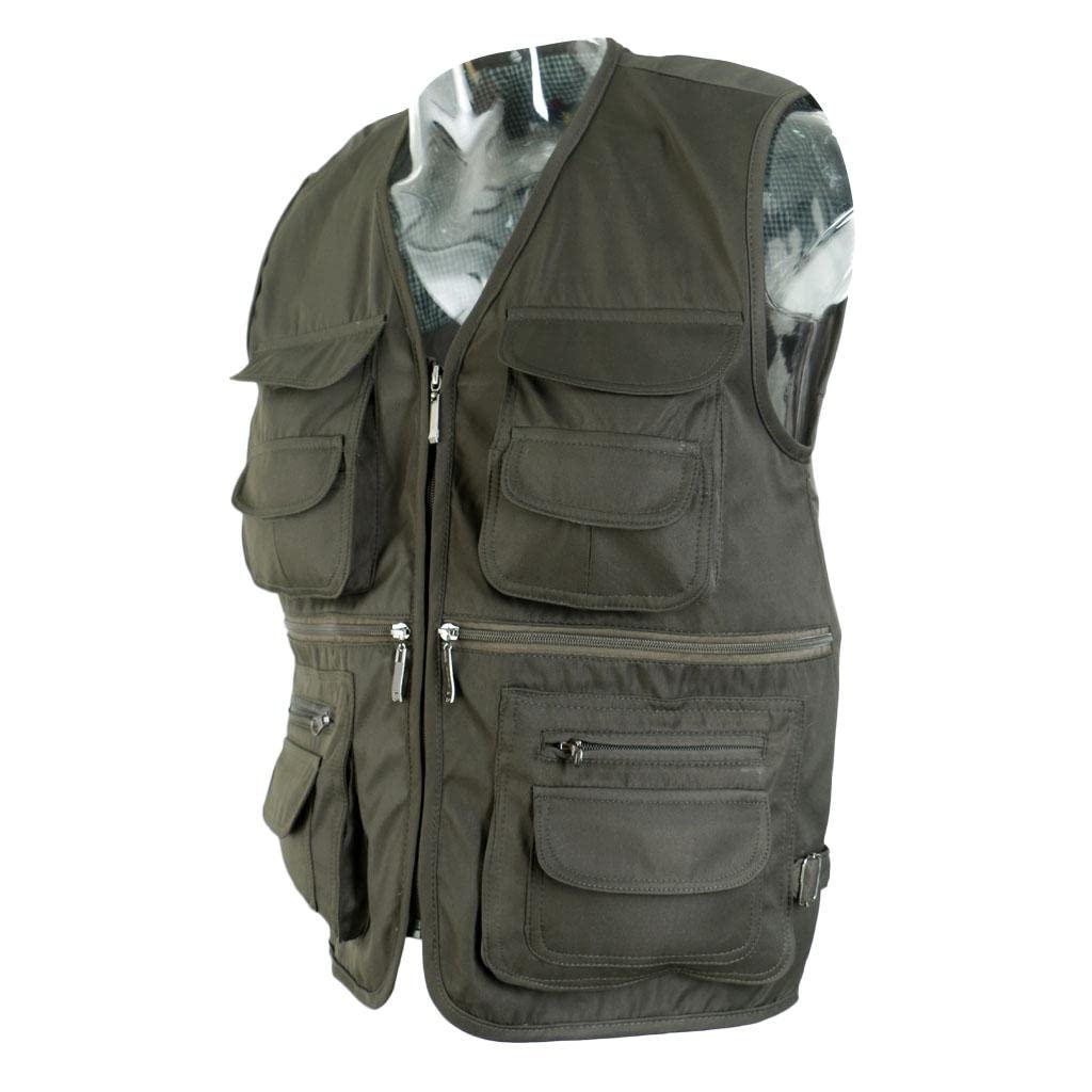 UJEAVETTE Men Fly Fishing Vest Multi-Pocket Vest Quick-Dry Jacket 3XL Light Army Green-picture-35