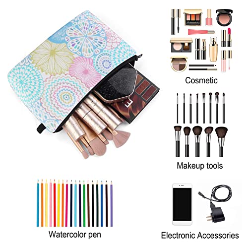 Image of MAGEFY Makeup Bag 3 Styles Portable Travel Cosmetic Bag for Women Flower Patterns Zipper Pouch Sloth Gifts Makeup Pouch for Girls with Black Zipper (3 packs)