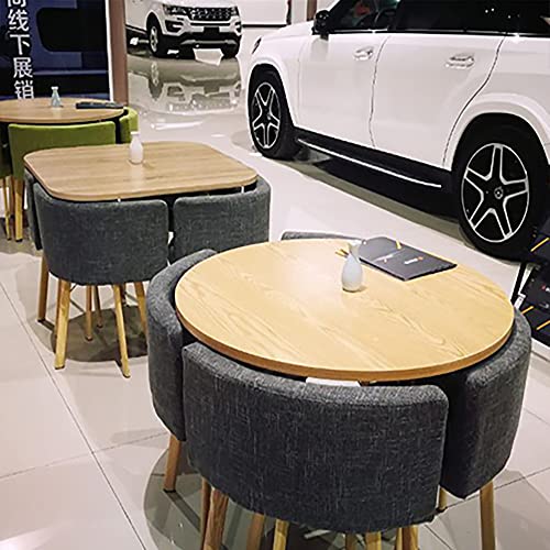 Office Conference Table Small Meeting Room Dining Table Set For 4,Round Simple Coffee Table With Chair Set,Business Reception 1 Table 4 Chairs Combination,For Family Apartment Study Balcony Kitchen ( #TOP6