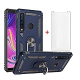 Asuwish Handyhülle für Huawei Y7 2019/7Y Pro Hülle mit Glas Folie Schutzfolie & Magnetisch Ring Ständer Panzerfolie Hawaii Y7 Prime 2019 Dub-LX1 Slim Handy Hüllen Schutzhülle Phone Hülle Blau