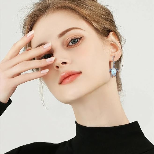 Sea Turtle/Orca/Mushroom/Shell/Shark Earrings for Women Dangle Leverback Earrings Ocean Jewelry Gifts for Women - Image 2