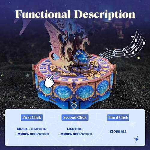 Image of Tonecheer 3D Wooden Puzzle Airship Model Kit, DIY Transmission Model Fantasy Ship Spaceship with Music, Movable Building Kit Starlight Craft Mechanical Decor Idea Gift for Adults - Magical Galaxy