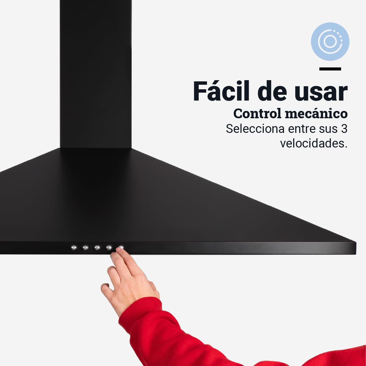 UNIVERSALBLUE Campana Extractora Piramidal Negra 90 cm | Extractor Aire | Filtros de Carbono | 3 Velocidades | Control por Botones | Clase Energética C | Campana Sin Salida de Humos