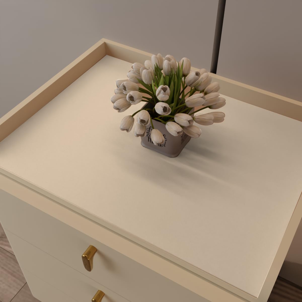 Zinkooat Leather Nightstand Cover,1.8mm Thick,15.75x23.6 Inch End Table Cover,Side Table Cover,Bedside Table Cover,Bedside Tablecloth.(Beige+Light