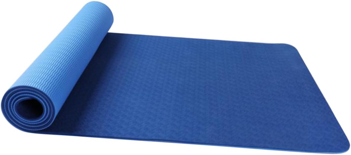 Balacoo Portable Dual Yoga Mat Slip Tpe Fitness Mat for Yoga and Aerobic Exercise Dark Blue Lightweight Comfortable and Odorless