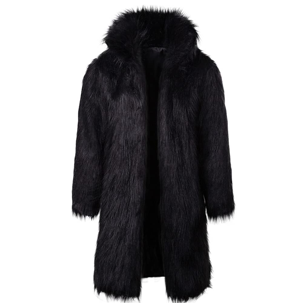 Colf Men's Winter Fluffy Lapel Faux Fur Coat Jacket