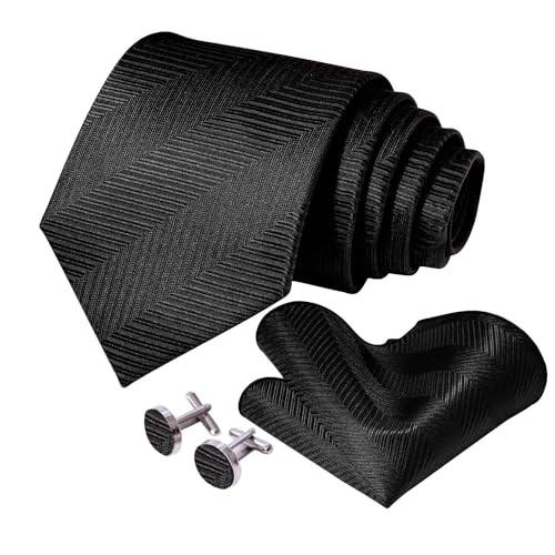 Image of 5PCS Mens Silk Tie, Pocket Square, Cufflinks, Drilled Tie Ring and Lapel Pin Set for Wedding Groom Party