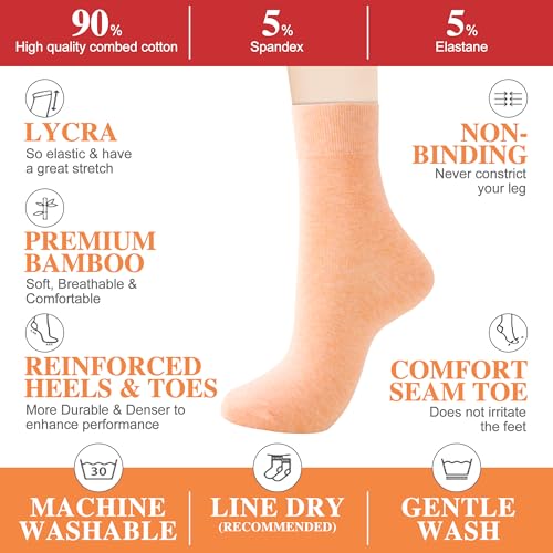 Image of ATBITER Women's Thin Cotton Crew Socks - Soft Above Ankle Bootie Casual Dress Socks 6-Pairs