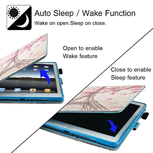 Ipad 9.7 Inch 2017 Case, Ipad Air Case, Ipad Air 2 Case, Dteck Pu Leather Folio Smart Cover Stand Wallet Case With Auto Sleep Wake For Ipad 2017 Ipad 9.7 Inch,Ipad Air 1, Ipad Air 2, Eiffel Tower #TOP4