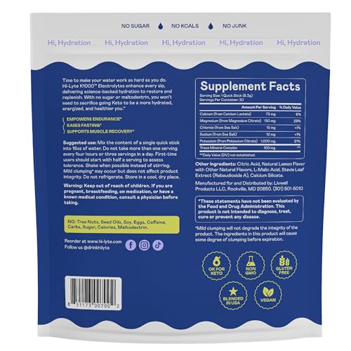 Image of Hi-Lyte K1000 Electrolytes Powder Packets Lemonade, 30 Servings