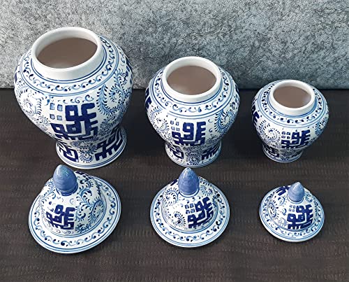 Elegant Handmade Ceramic Ginger Jar Set – Chinoiserie Decor in 3 Sizes (21, 26, 31 cm) for Timeless Home Styling - Image 4