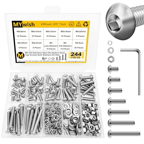 Vis métriques M5 inox 304 assorties pour bricolage et mécanique générale