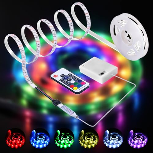 sinzau Bande LED à Piles Décorer pour DIYer: Auto Adhésif 2M Ruban Lumineux a Pile Télécommande 17 Touches Dimmable - Décoration d'intérieur DIY Éclairage de Fond Décoration de maquettes DIY