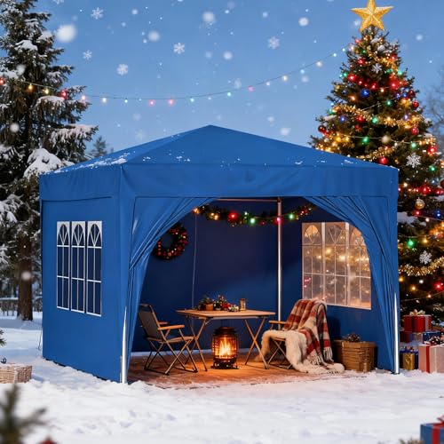 Thanaddo Pavillon 3x3m mit 4 Seitenwänden & Tragetasche, 3-Fach Höhenverstellbar Faltpavillon, Stabil Wasserdicht Winterfest Gartenpavillon, UV Schutz Partyzelt für Garten Outdoor Camping (Blau)