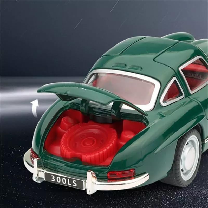 Image of BlackZone Compatible for Marcedes- 300sl Vintage Model, 1 /32 Small Toy Car with Sound and Light Function, Children's Toy Model Car with Pullback Function, Collector's Quality (1:32 Small Silver)