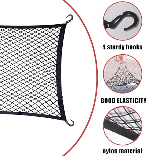 Image of Cargo Net for Utility Folding Wagon, Beach Cart,Trolley Cart, Wagon net Cover,Garden Cart Cover Net - Elastic Heavy Duty Nylon Net with 4 Hooks (35.5 inchx23.6 inch to 71 inchx47 inch) (4)