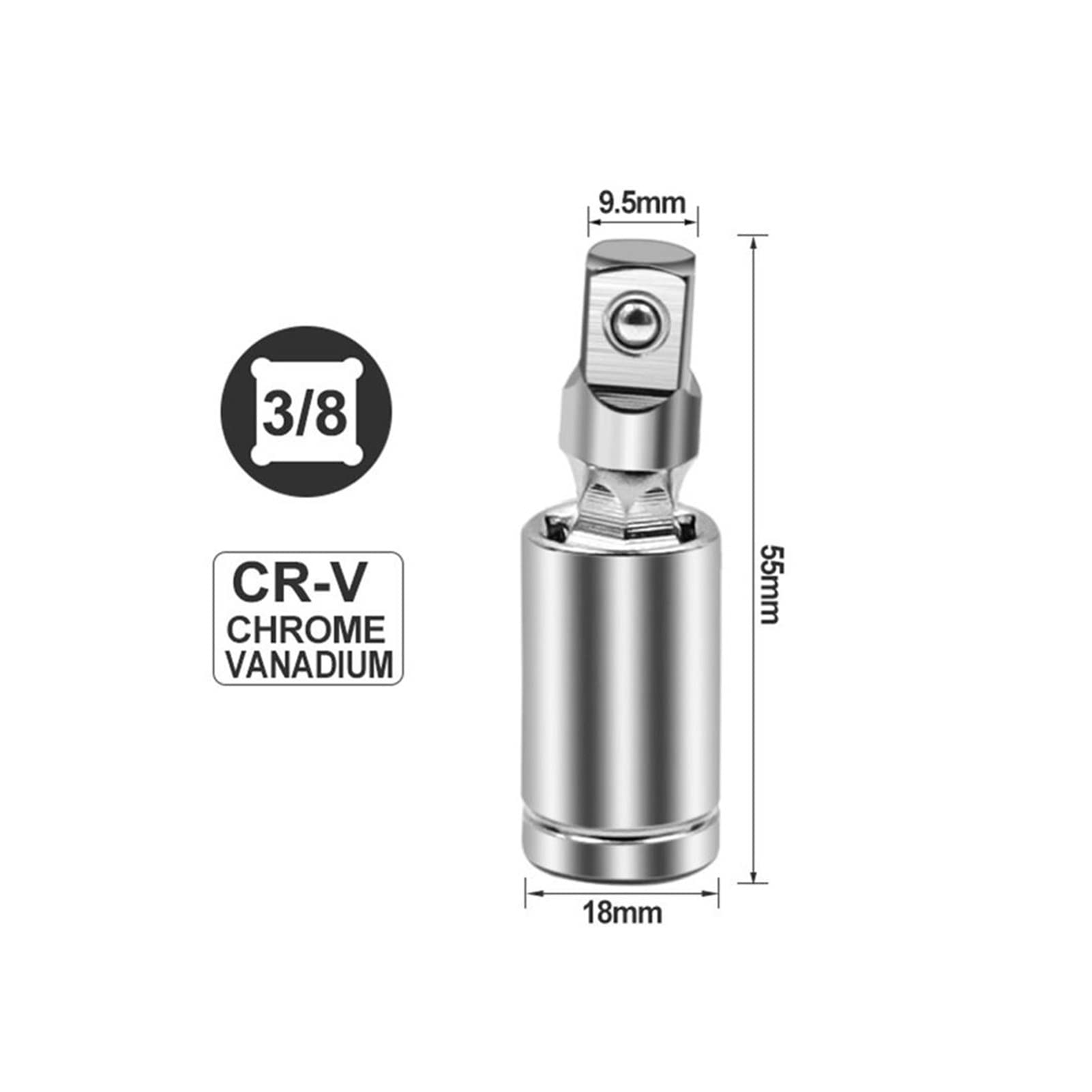 Juego de 3 Vasos de Impacto giratorios con Adaptador de Junta Universal, con accionamiento neumático de 1/4", 3/8" y 1/2", para portabrocas con Mango Hexagonal y Ranura de Cuatro Orificios Cuadrados.