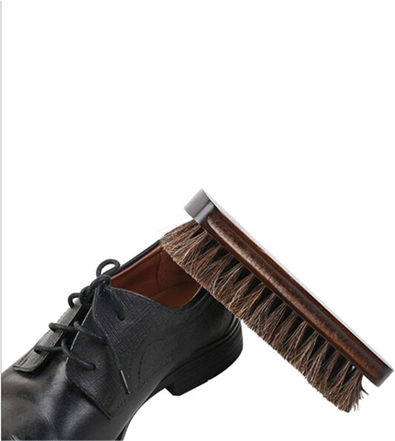 Cepillos for Zapatos for el hogar, Cepillo for Zapatos de Pelo de Caballo Pulido Suave de Crin Real, Cuero Natural Pulido con Mango de Madera, Cepillo for Herramientas de baño