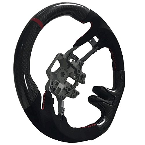 Steering Wheel Compatible With 2015-2017 Ford Mustang, V3 Style Cf Steering Wheel With Alcantara Red Ring By Ikon Motorsports, 2016 #TOP3
