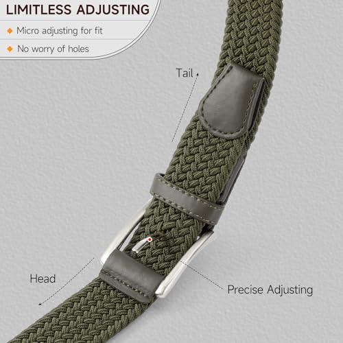 GAEKEAO Elastic Braided Stretch Belts for Men 1 3/8"- Mens Gift for Golf Pants Casual Shorts Jeans4