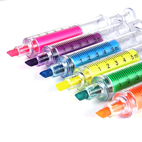 4 Syringe Ballpoint Pens + 6 Multicolor Syringe Highlighters Novelty Fluorescent Needle Watercolor Pen For Kids, Nursing Student School Supplies, Birthdays, Children's Day, And Party Favor Gifts (10) #TOP2